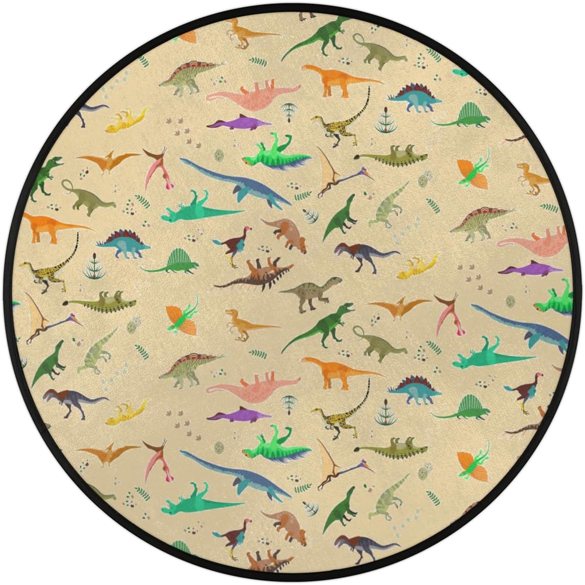 3 Ft Dinosaur Round Desk Chair Mat Non-Slip Soft Desk Floor Mat Washable Floor Mat for Office Living Room Bedrooms Laundry Room Foyer Doorway