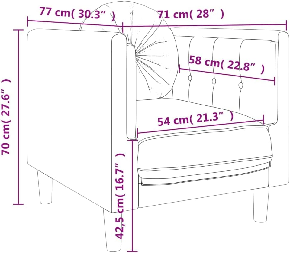 SKM Sofa Chair with Cushion Dark Green Velvet (Weight-38KG)