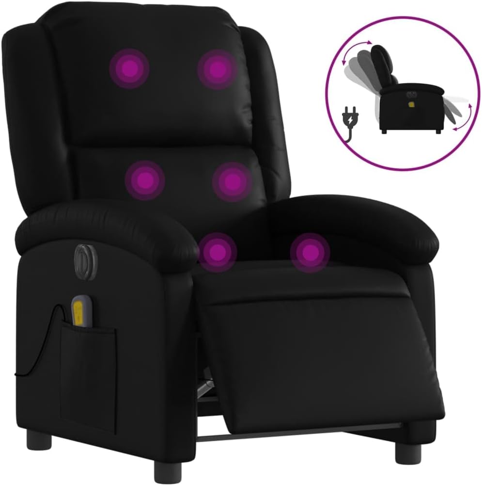 Electric Massage Recliner Chair,Single Sofa,Living Room Chair,Office Chair,Computer Chair,Home Theater Sofa,Leisure Chair,Reading Chair,for Living Room,Bedroom,Study, Black Faux Leather