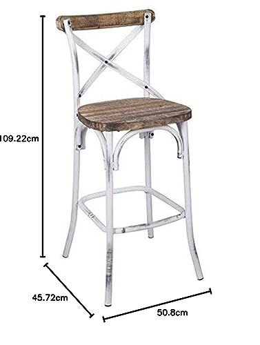 Acme Zaire Bar Stool with Wooden Seat in Antique Turquoise and Antique Oak