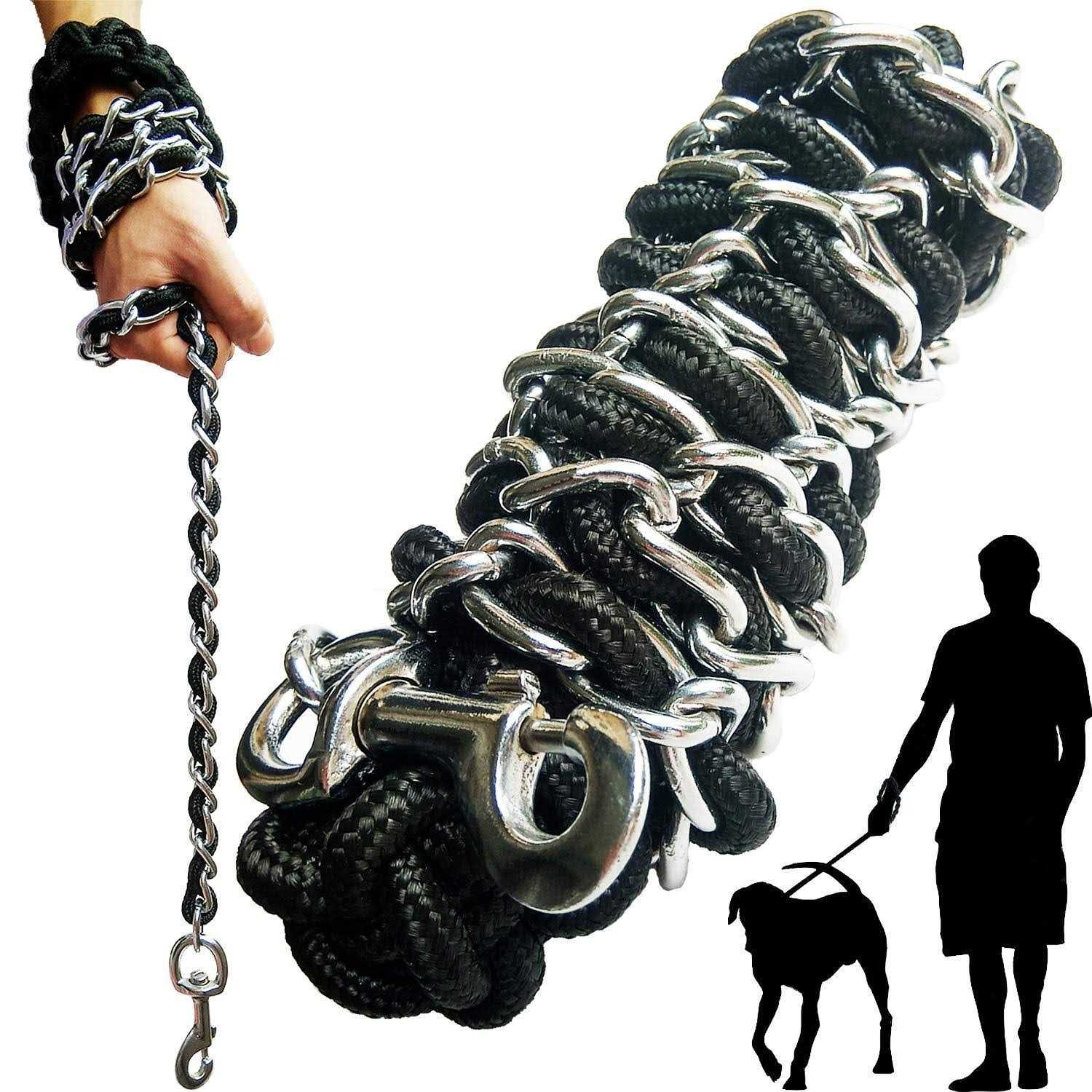 Dog Leash Metal Leashes with Pet Collar Training Walking Leads Heavy Duty Anti Bite Chain Rope Hook for Medium and Large Dogs - Pet Supplies online store