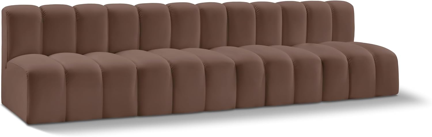 Meridian Furniture Arc Collection Modern | Contemporary Sofa with Soft Vegan Leather, Deep Channel Tufting, Modular, 119