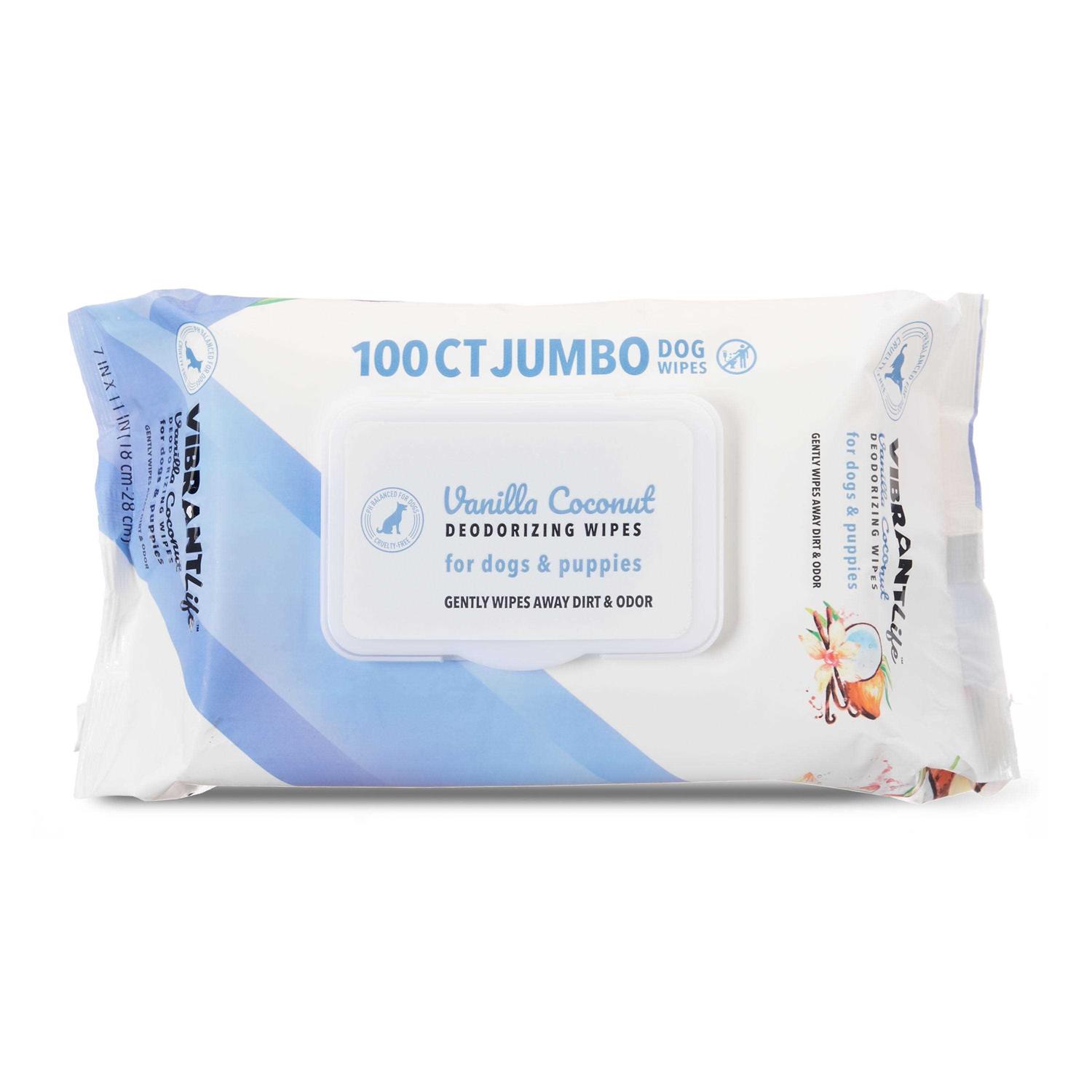 Vibrant Life Jumbo Deodorizing Wipes for Dogs & Puppies - Pet Supplies online store