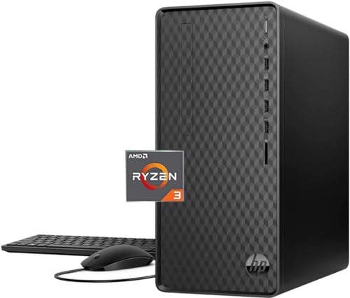 HP Everyday Desktop Computer PC - AMD Ryzen 3 5300G Processor(up to 4GHz), 8GB RAM, 512GB PCIe SSD, for Business, Study, Videos, and Gaming, Wi-Fi, Bluetooth, Windows 11 Pro with Gaming Mouse