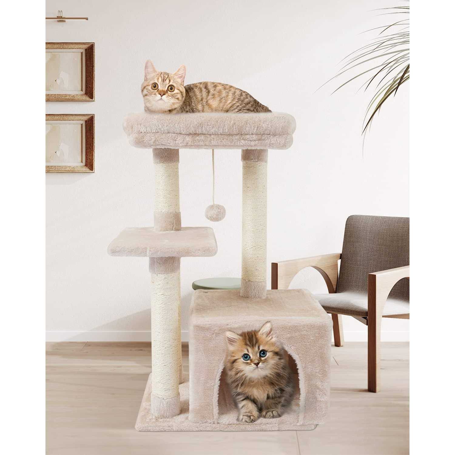 FISH&NAP Cute Cat Tree Kitten Cat Tower for Indoor Cat Condo Sisal Scratching Posts with Jump Platform Cat Furniture Activity Center Play House - Pet Supplies online store