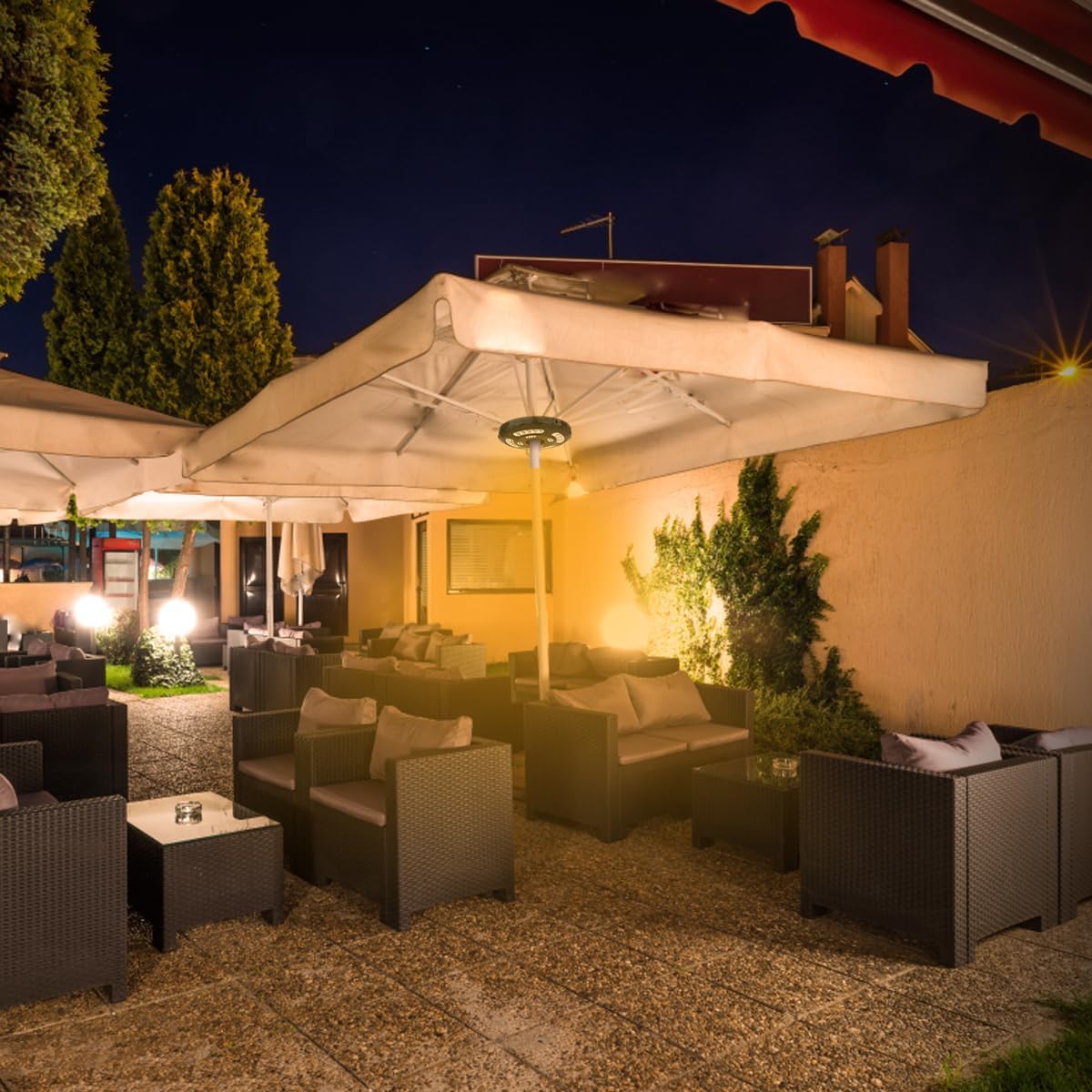 Patio Umbrella Light Rechargeable Warm White 3 Lighting Modes Cordless,Umbrella Pole Light for Patio Umbrellas Camping Tents