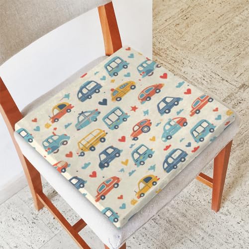 Cute Blue Pinks Dinosaur Memory Foam Chair Cushion for Dining Chair Comfortable Seat Cushion Non Slip Kitchen Cafe Office Square Chair Pad