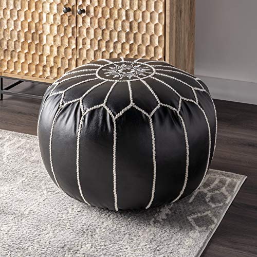 nuLOOM Classic Moroccan Faux Leather Filled Ottoman Pouf