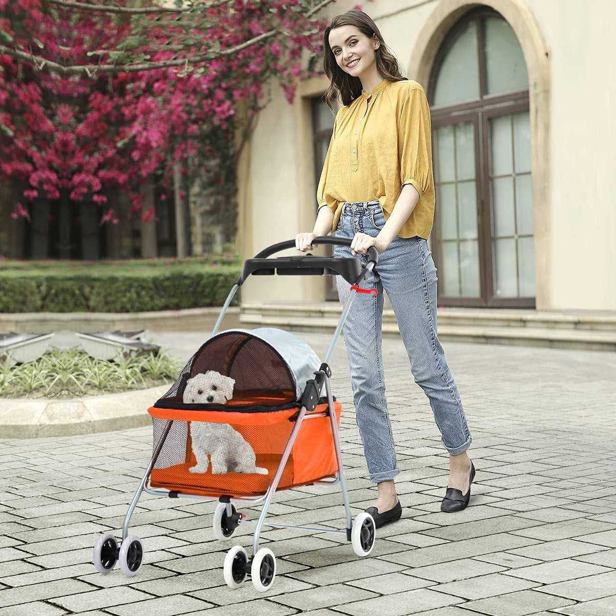 Dkeli Dog Stroller Folding Cat Stroller Pet Strollers for Small Dogs & Cats with Cup Holder - Pet Supplies online store