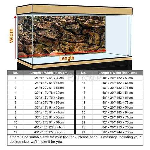 VIP.LINE Rock Wall Aquarium Background Poster PVc Fish Tank Decor Landscape 24 36 48 72 - Pet Supplies online store