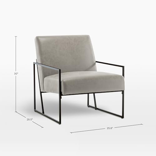 eLuxurySupply 2 Pack Accent Chairs - Low Profile Modern Slant Armchair with Layered Foam and Metal Frame - Premium High Density Soft Cushion for Supreme Comfort - Easy Assembly - Slate Faux Leather