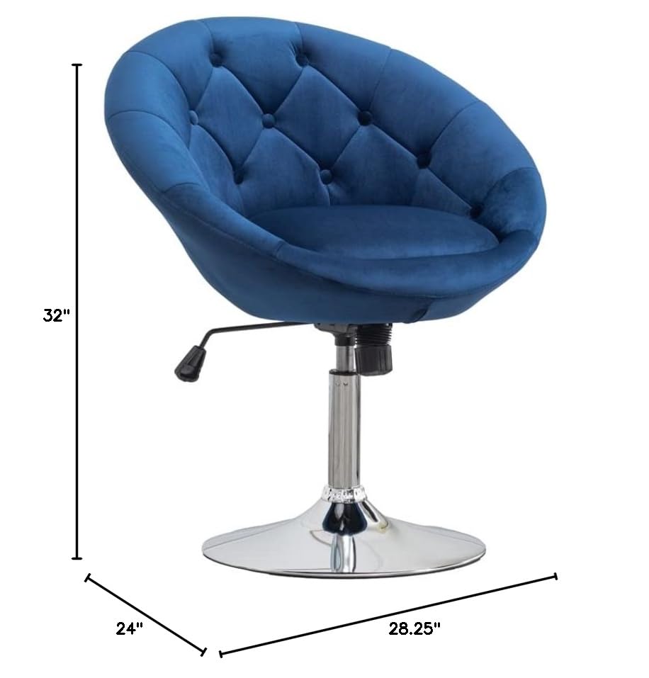 Roundhill Furniture Noas Velvet Upholstered Tufted Back Swivel Accent Chair, Gray