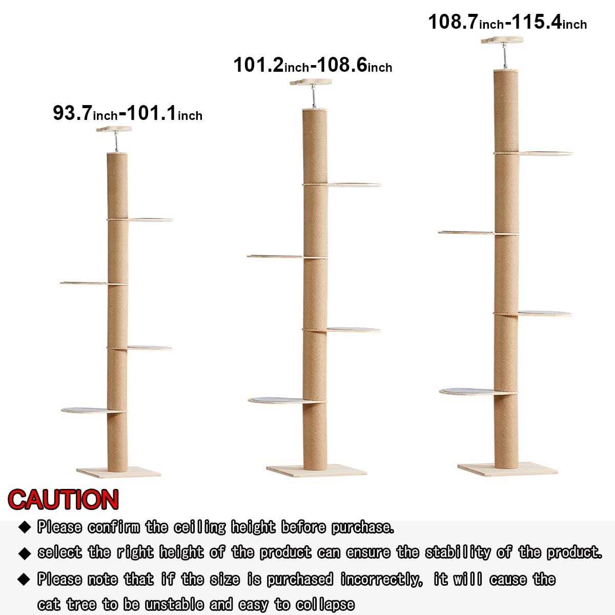 Catforest Floor-to-Ceiling Cat Tree Cat Climbing Tower with Natural Sisal Rope Scratching Post - Pet Supplies online store