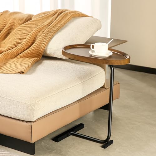 Eannsstofars Modern C Shaped End Table for Couch, Adjustable C Table for Small Place, C Shaped Side Table with 360 Degree Horizontal Swivel, Perfect for Livingroom, Bedroom