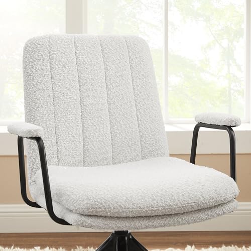 Art Leon Mid Century Modern Chair, Oak Legs Swivel Accent Chair No Wheels, Faux Leather Armchair for Small Spaces Home Office Living Room Bedroom, Black