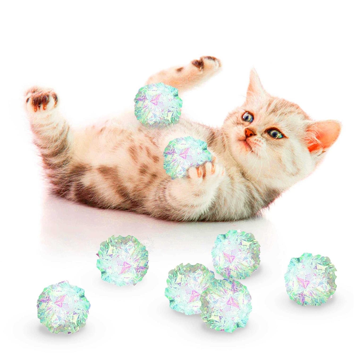 SunGrow Entertainment Clear Mylar Indoor Cat & Ferret Crinkle Balls & Chase Toy - Pet Supplies online store