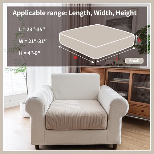 Couch Cushion Covers Waterproof,Magic Sofa Covers Washable Stretch Resistant for 3 Chair Cushion Couch Furniture Protector for Pets Sectional Slipcovers(Armrest Sofo Cover,Ivory)