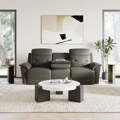 84.05''Power Reclining Sofa Sleeper Sofa Recliner, Oversized Reclining Sectional Sofa with Dropdown Console, Pull Out Drawer, USB Charging Port, Dark Brown