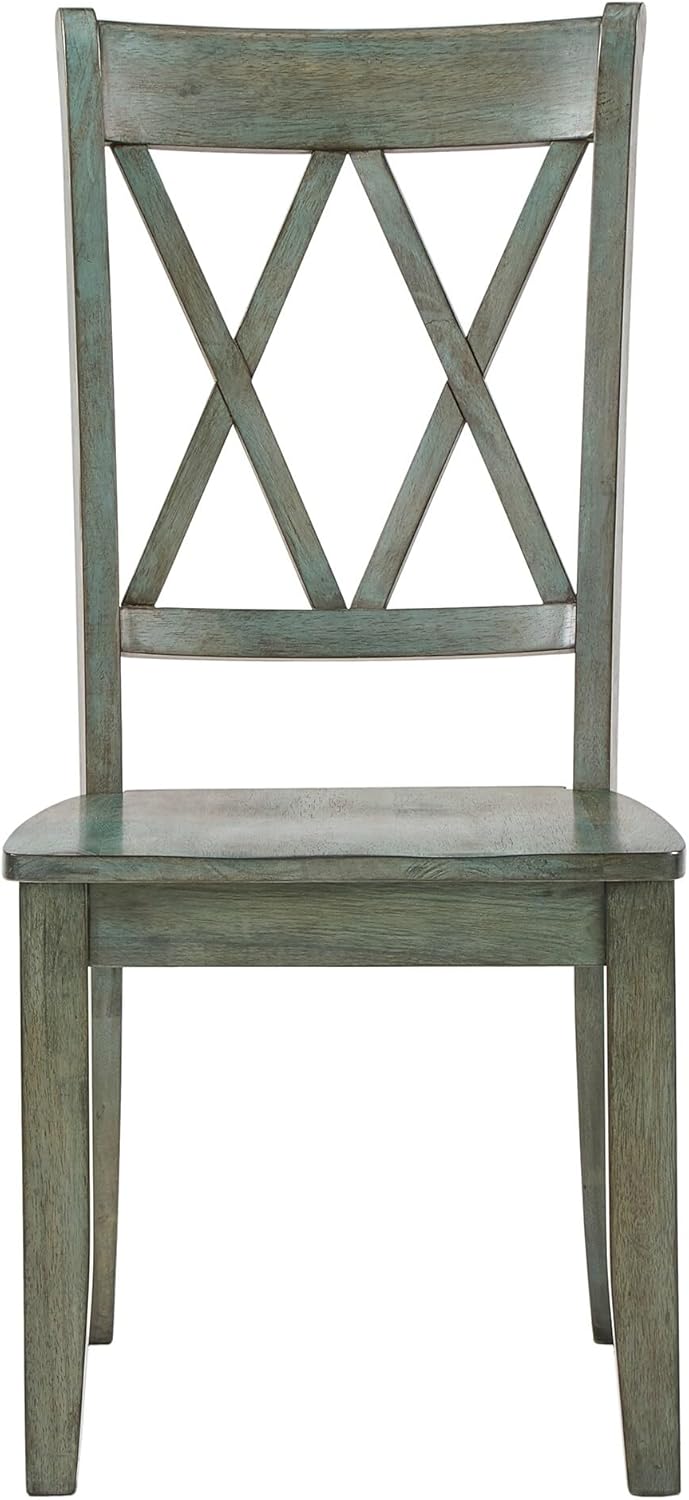 Inspire Q Eleanor X Back Wood Dining Chair (Set of 2) by Classic Side Chairs Antique Sage Green Rubberwood