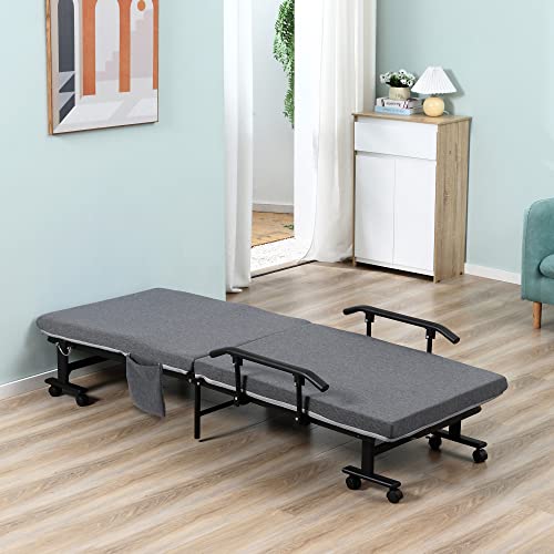 HOMCOM Rollaway Bed, Folding Bed with 3.25