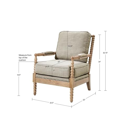 Accent Chair with Wood Frame, Upholstered Living Room Chairs with Padded Armrest and Nailhead Trim, Mid Century Modern Armchair Reading Chairs for Bedrooms, Small Space, Balcony, Light Blue