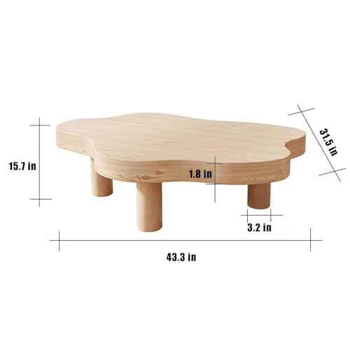 Cloud Coffee Table Cute Solid Wood Coffee Table for Living Room,Modern Minimalist Coffee Table Irregular Center Table,Wooden Abstract Accent Cocktail Table(27.5