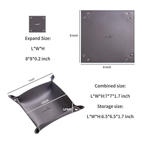 SANQIANWAN Leather Jewelry Valet Tray for Women and Man, Portable Entryway Table Tray Bedside Nightstand Desk Tray Small Catchall Travel Dish Plate for Key,Wallet,Watch,Coin (Light Blue-B)