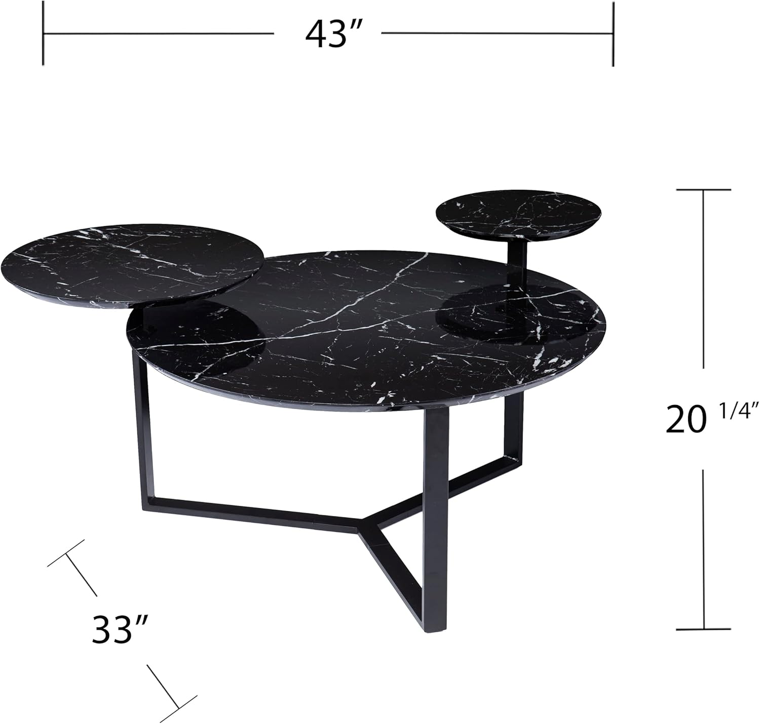 Modern Faux Marble Coffee Table Cocktail Table with Storage and Display Shelves - Perfect for Magazine Display, Décor Accents, and a Stylish Touch