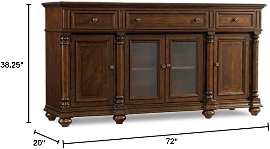 3-Drawer Traditional Wood Buffet Table in Mahogany