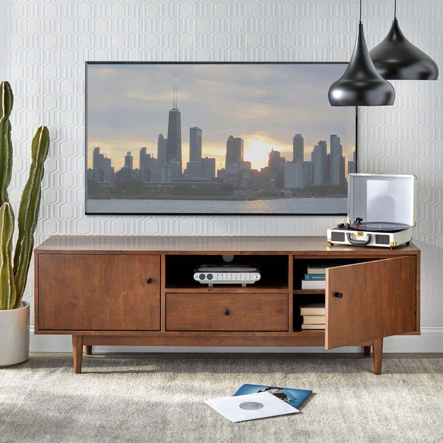 Mid Century Modern TV Stand Provides Retro Style and Contemporary Function. 72