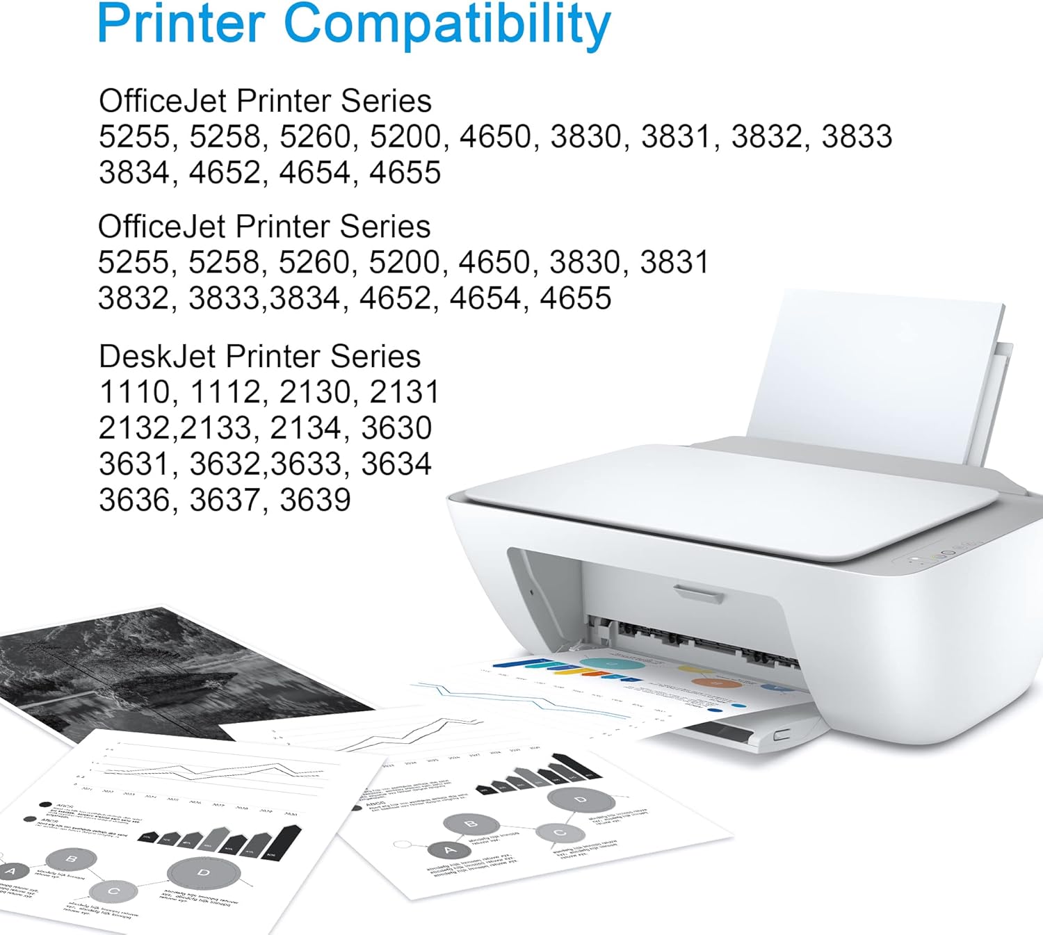 63XL Black Ink Cartridge Replacement for HP 63 XL 63XL Ink Compatible with Officejet 3830 5255 4650 3833 Envy 4520 (2 Black)