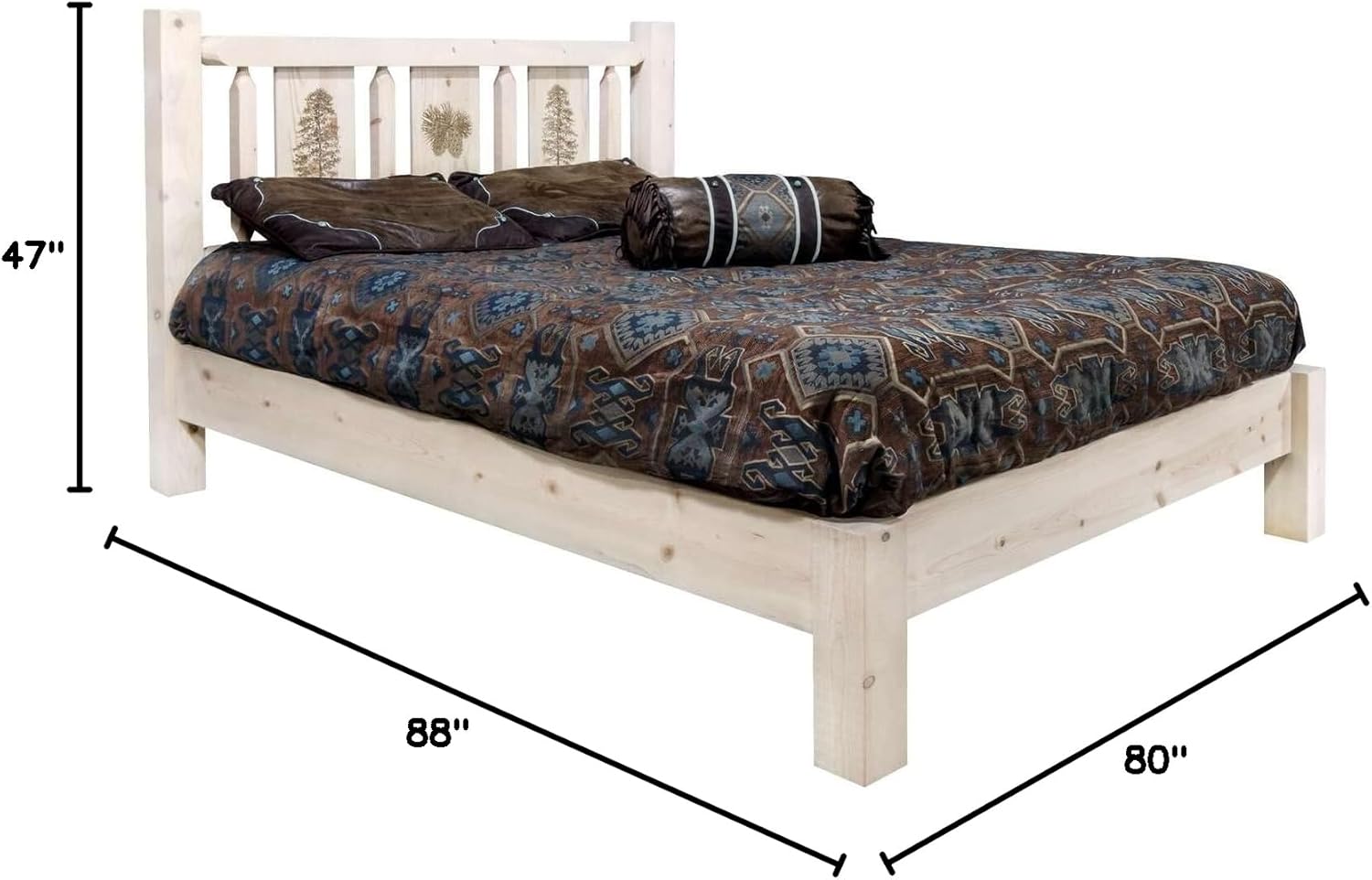 Montana Log Collection Wood Homestead King Platform Bed MWHCPBKVLZPINE