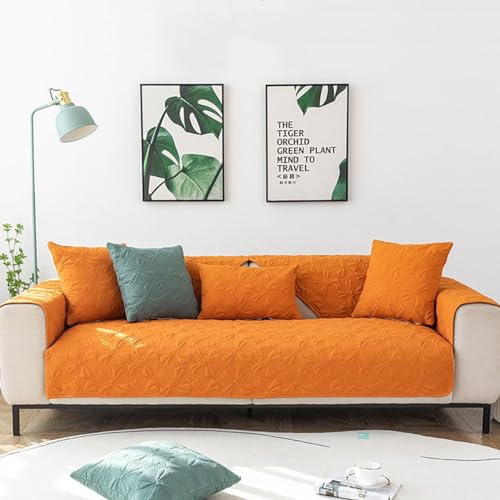 Cotton Linen Quilt Floral Pattern Sofa Cover, Simple Soft Sectional Couch Cushion Covers, Non-Slip Sofa Slipcover for Dogs Cats(B,110x240cm)