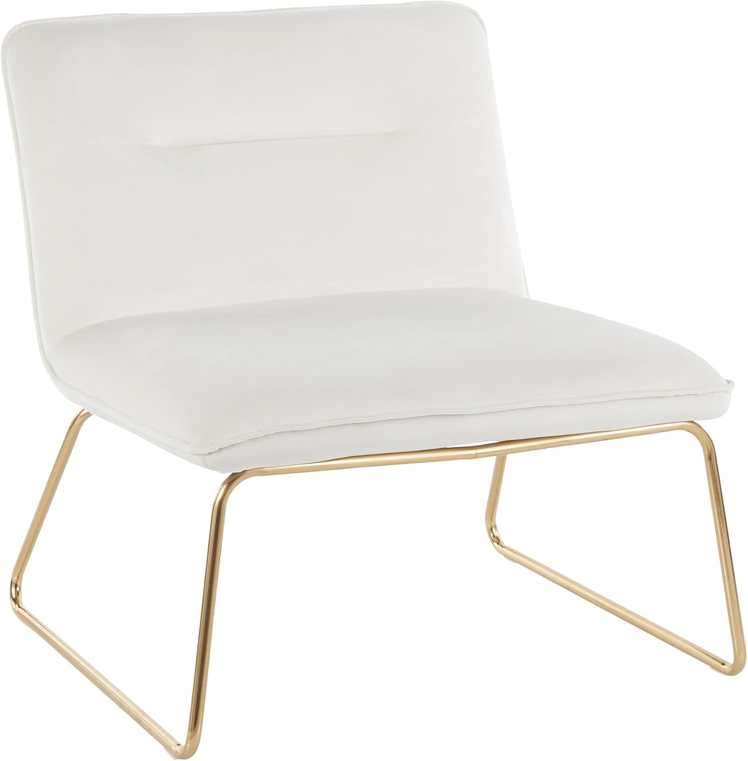 Casper Contemporary Accent Chair in Gold Metal and Cream Velvet by