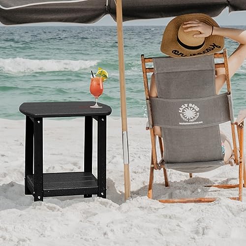 Adirondack Square Outdoor Side Table,2-Tier Storage Patio Side Table, HDPE End Tables for Backyard Pool Porch Garden Lawn(Blue)