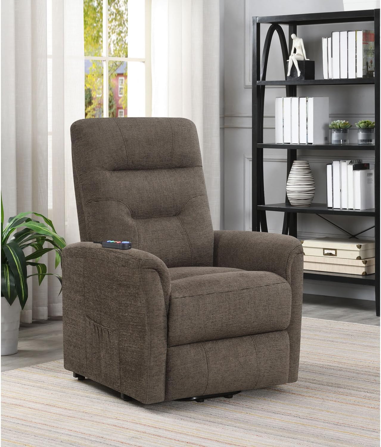 Coaster Home Furnishings Storage Pocket Brown Power Lift Recliner, 609404P