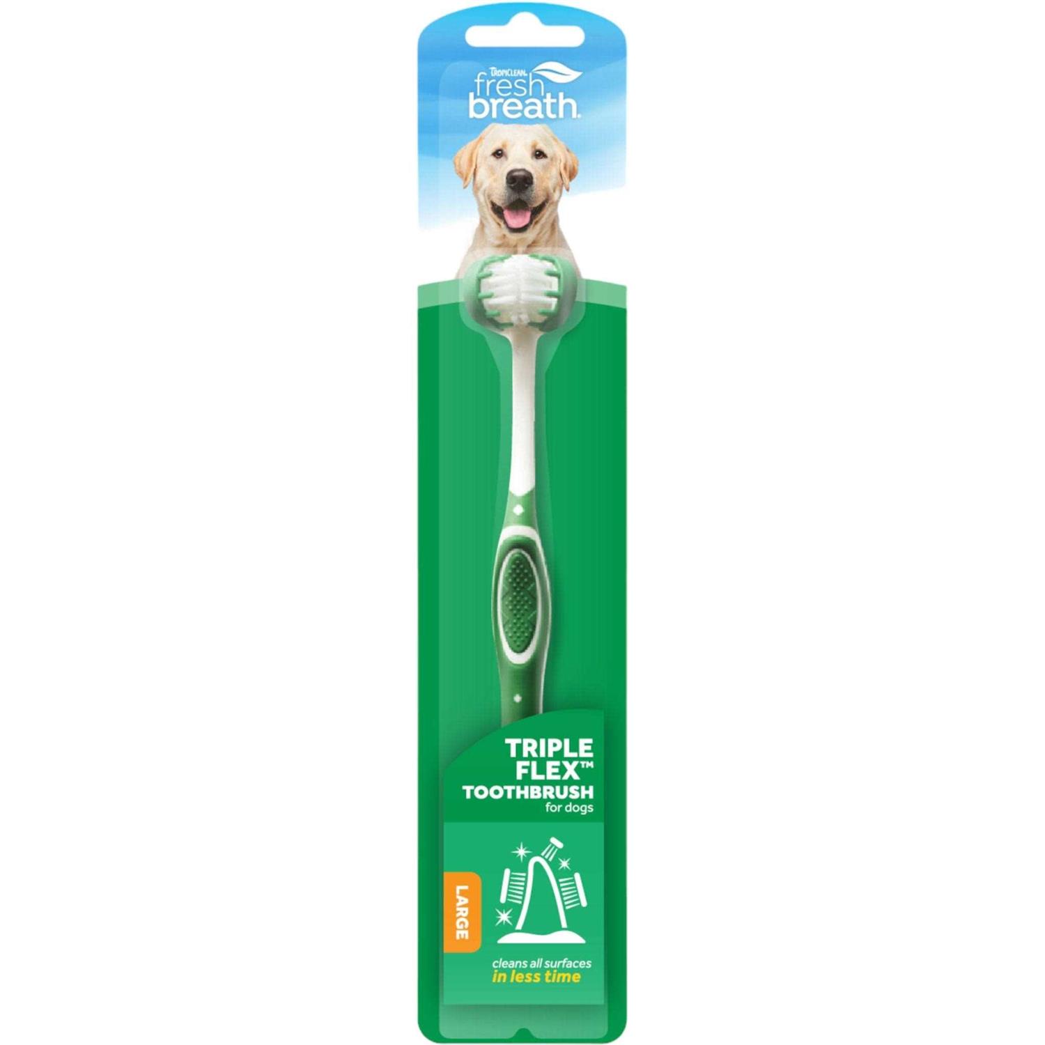 Tropiclean Fresh Breath Triple Flex Toothbrush for Large Dogs - Pet Supplies online store