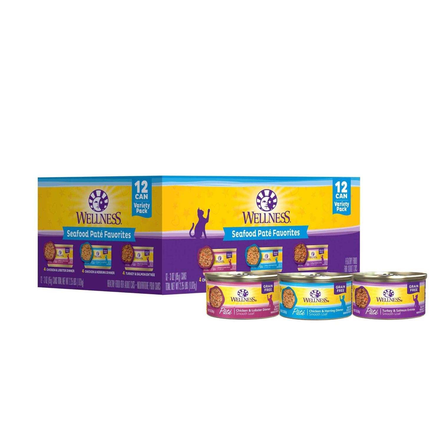 Wellness Seafood Pate Favorites Cat Food Variety Pack - Pet Supplies online store