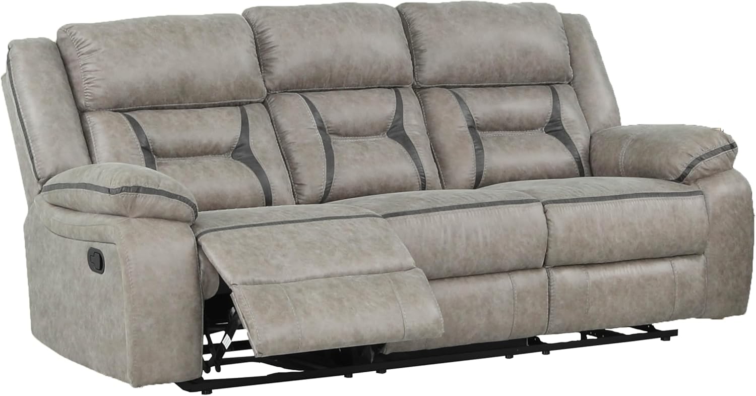 Denali Modern Style Reclining 3 PC Upholstery Living Room Set Made with Wood & Faux Leather in Gray