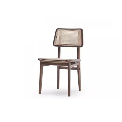 Office Chair Solid Wood Armless Dining Chair with Upholstered Dining Chair Rattan Backrest Study Chair Walnut Office Chair Office Computer Desk Chair