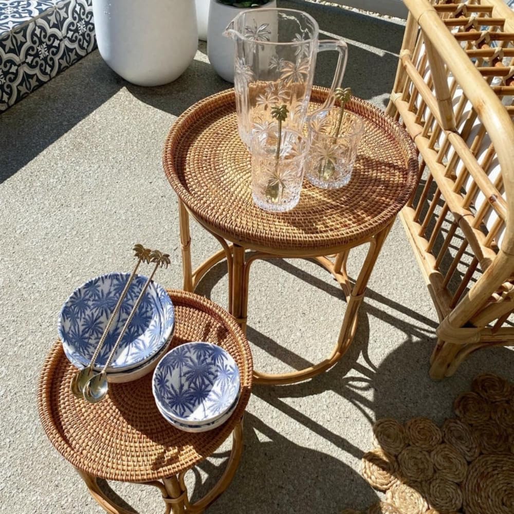 Rattan Side Table Table Set, Bedside Table Set, Minimalist Living Room Tables, Small Light Tables, End Table, Round Modern Coffee Table, Rattan Furniture, Coffee Table Nightstand for Living Room