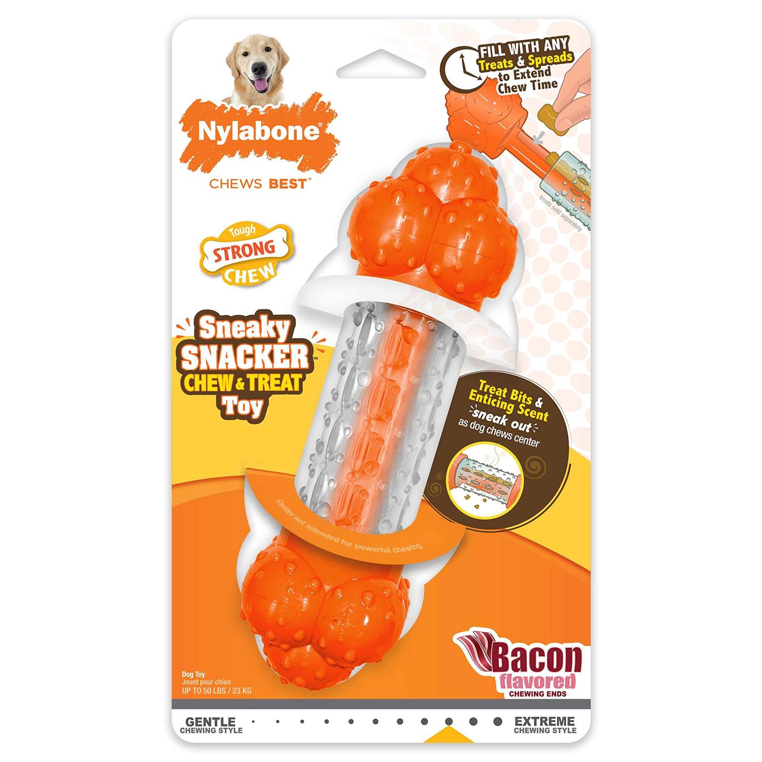 Nylabone Sneaky Snacker Bacon Treat Dog Toy - Pet Supplies online store