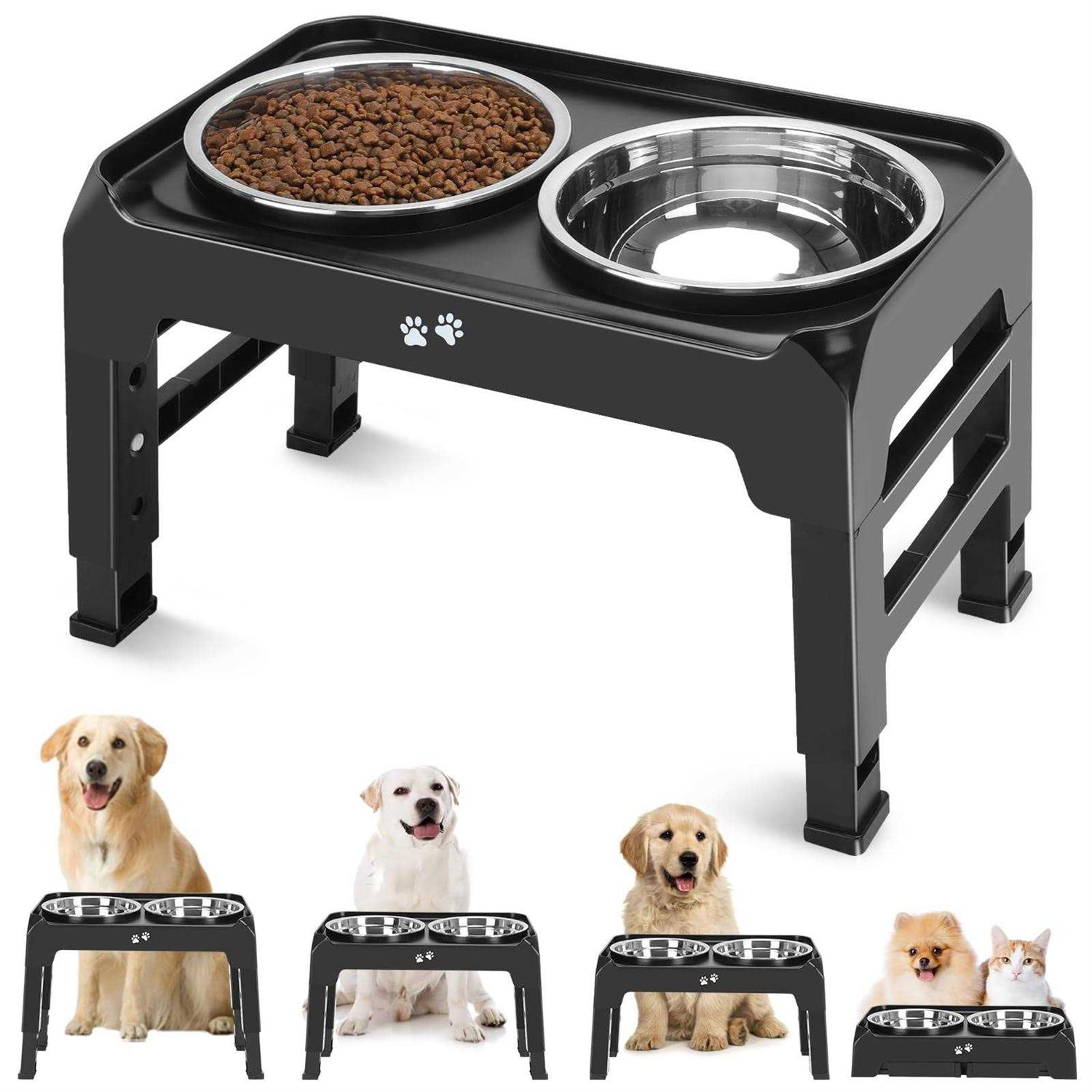 COMESOON Elevated Dog Bowls 4 Height Adjustable Raised Bowl Stand with 2 Thick 50oz Stainless Steel Food Feeder Bowls Non-Slip for Mediu - Pet Supplies online store