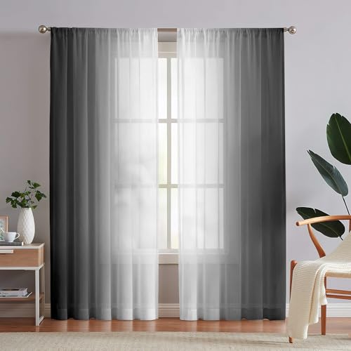 Purple Curtains 84 Inch Length for Living Room 2 Panel Set Purple and Grey White Window Treatment Curtains Lavender Ombre Gradient Light Filtering Curtains Modern Abstract Drapes