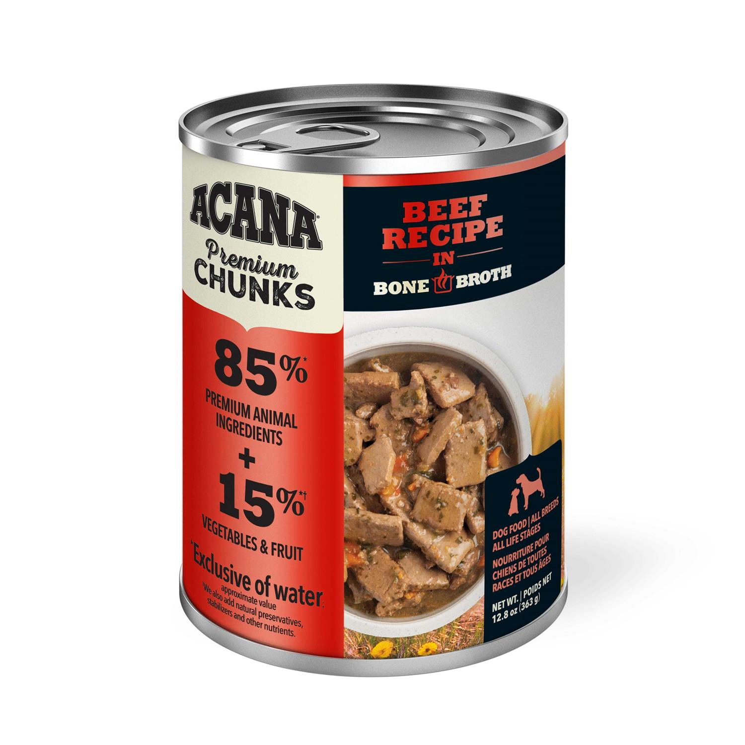Acana Premium Chunks Dog Food Beef Recipe in Bone Broth - Pet Supplies online store