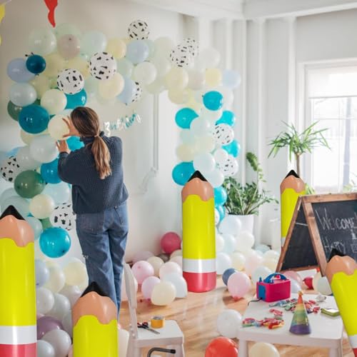 6 27.5 Inch Giant Inflatable Pencil Balloon, back to school inflatable decorations, Large Inflatable Pencil Classroom Decoration, for Birthday Back to School Graduation Favors