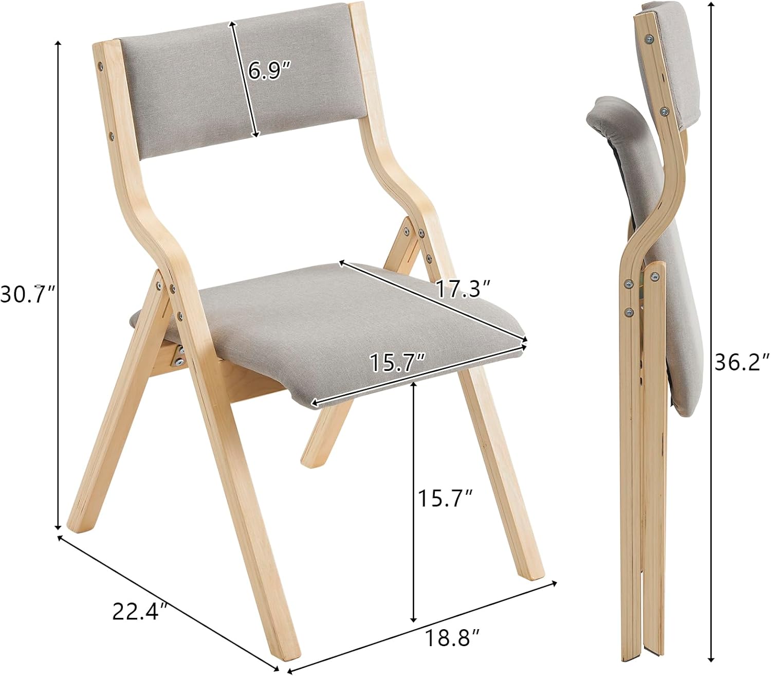2 Pack Modern Folding Chairs - Padded Seat & Back, Portable Space-Saving Design for Living Room, Office, Wedding, Party