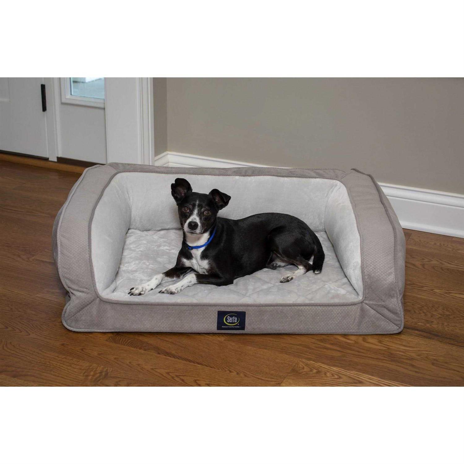 Serta Quilted Orthopedic Bolster Dog Bed w/Removable COVER - Pet Supplies online store