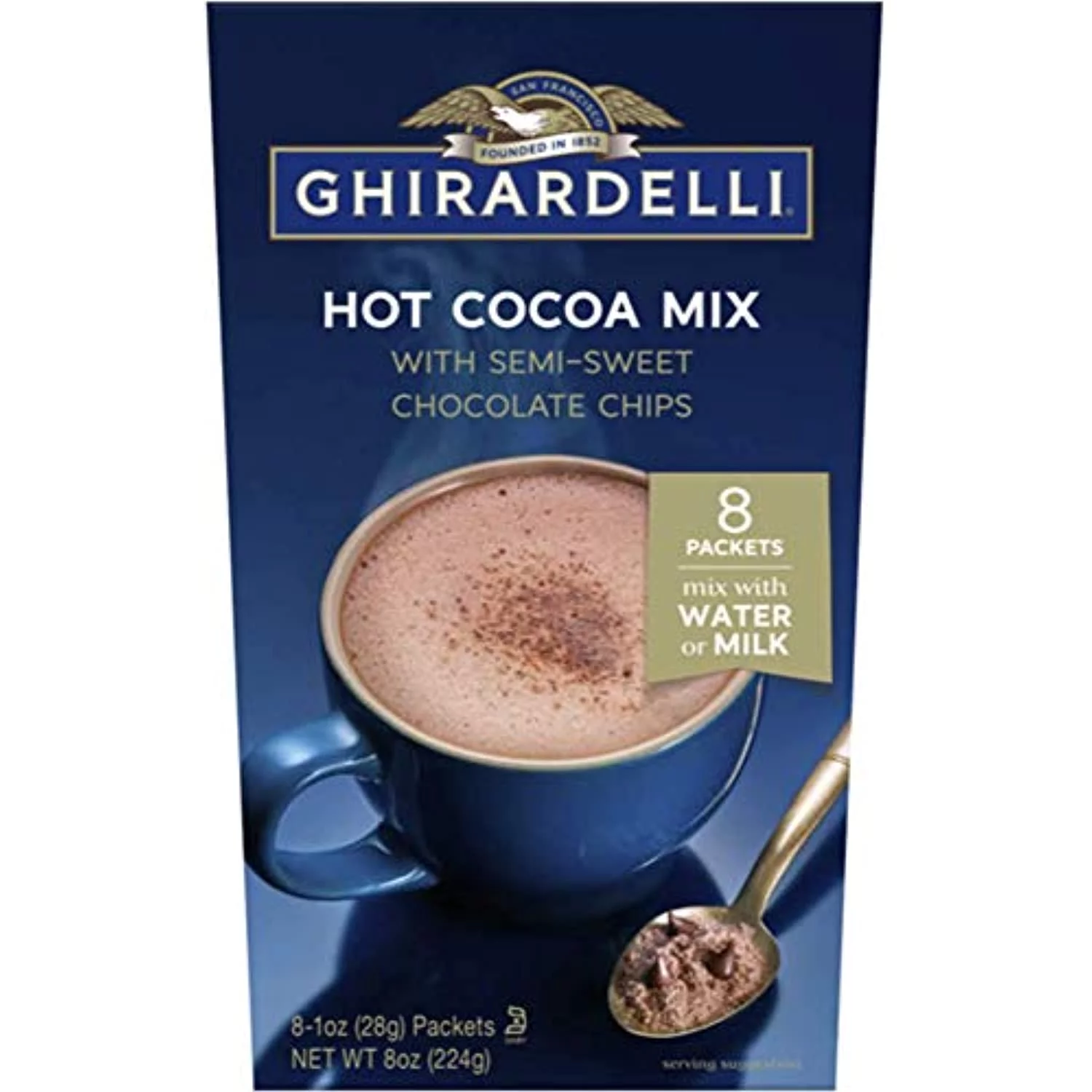 Ghirardelli Hot Cocoa With Semi-Sweet Chocolate Chips - 2 Boxes With 8 Packets Each