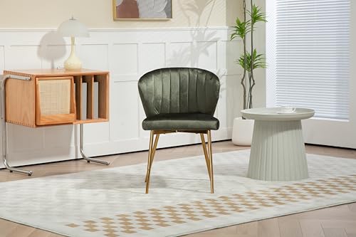 ZOBIDO Set of 2 Accent Chair Glam Velvet Dining Room Side Chair with Golden Metal Legs Tufted Back Accent Chair for Home Living Room/Bedroom/Beauty Room/Dining Room (red)